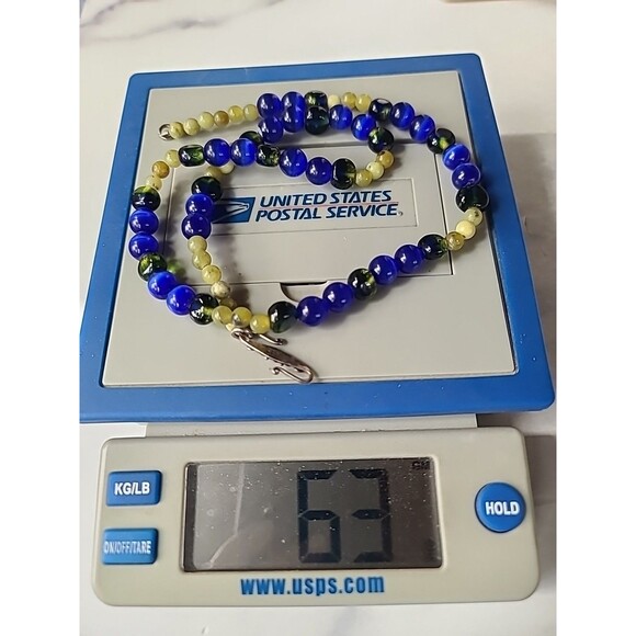 925 Sterling Silver Clasp Serpentine & Glass Beaded Necklace Vintage - Picture 8 of 10